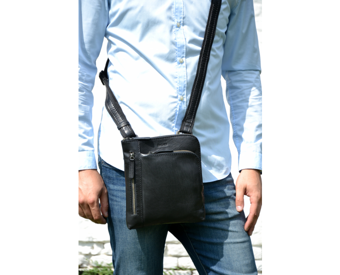 Pánská kožená taška přes rameno SEGALI 25579 černá